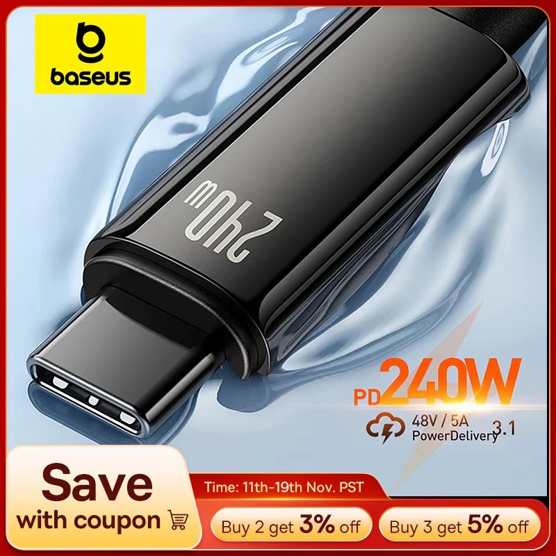 240W USB - C Fast Charging Cable - 6ft - Solily