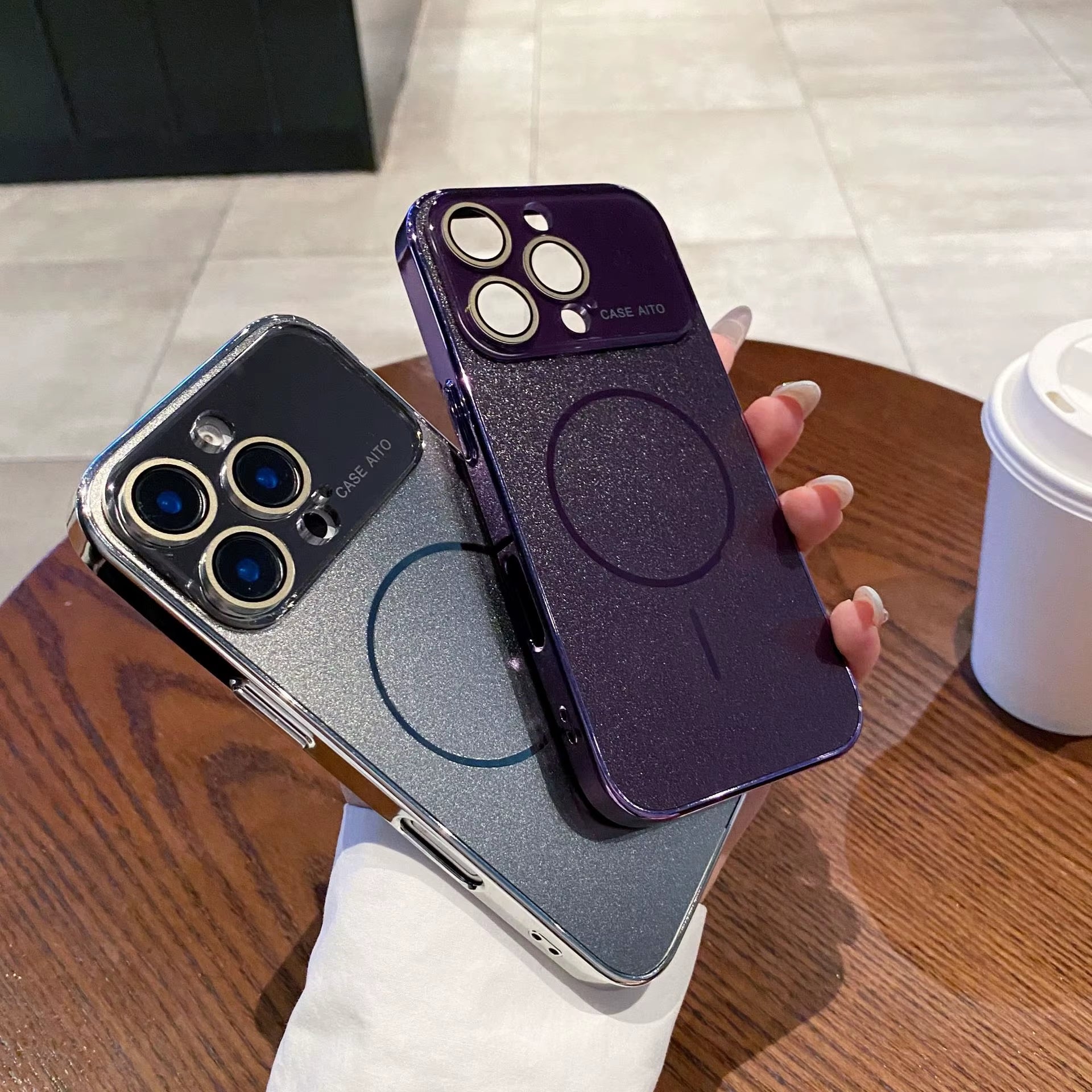 2025 New Customized Phone Case: for Iphone 17 16, Matte TPU Case with Magnetic anti Drop and Shock Absorbent Protection, Purple