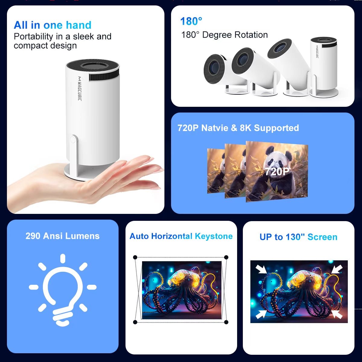 Projector HY300 Pro 8K Android 14 Dual Wifi - Solily